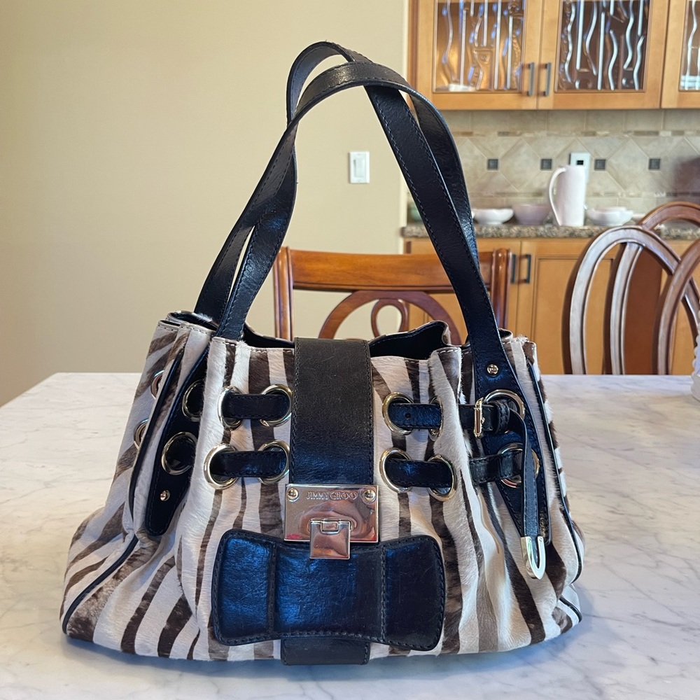 VINTAGE Jimmy Choo Ramona Bag in Zebra Print Pony Hair